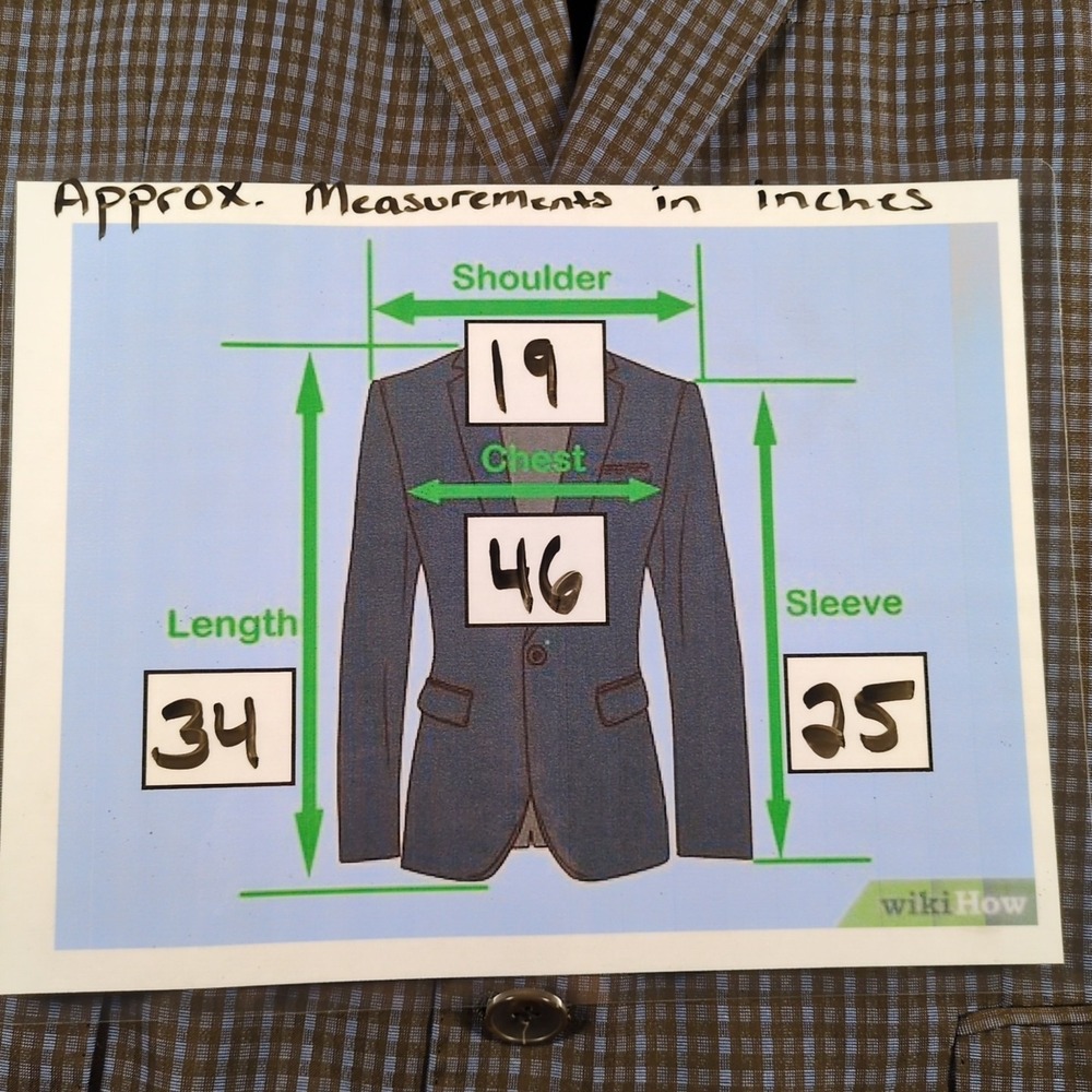 Royal Diamond Collection Suit Coat 44R‎ Brown Blue Plaid 2 Button Blazer Sport - Picture 7 of 7